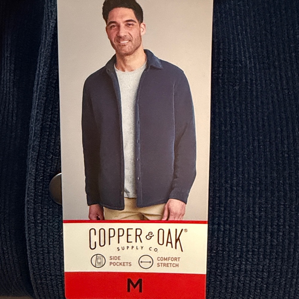 Copper Oak Men's Navy Blue Corduroy Fleece Jacket M New Without Tag